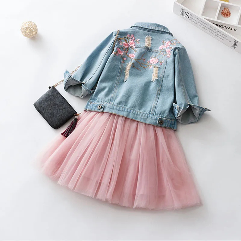 LAKAKSTY Fashion Kids Girls Outerwear Denim Jeans Jackets For Children Embroidery Flower Baby Girl Coats Infant Autumn Clothing (6)
