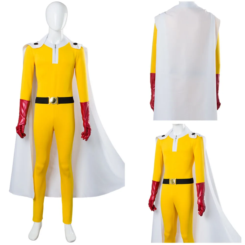Новый костюм для косплея Аниме One Punch Man желтый комбинезон Сайтама с белой