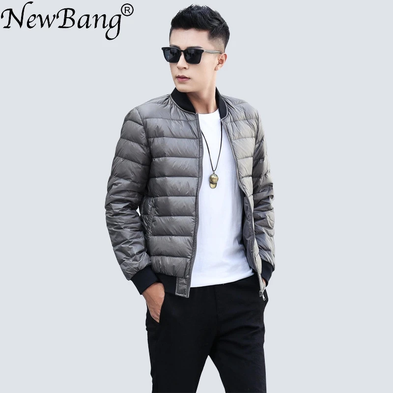 NewBang бренд утка вниз куртка Для мужчин Ультралегкая пуховая Jjacket Для мужчин теплое зимнее пальто Бейсбол воротник легкий пальто с перьями