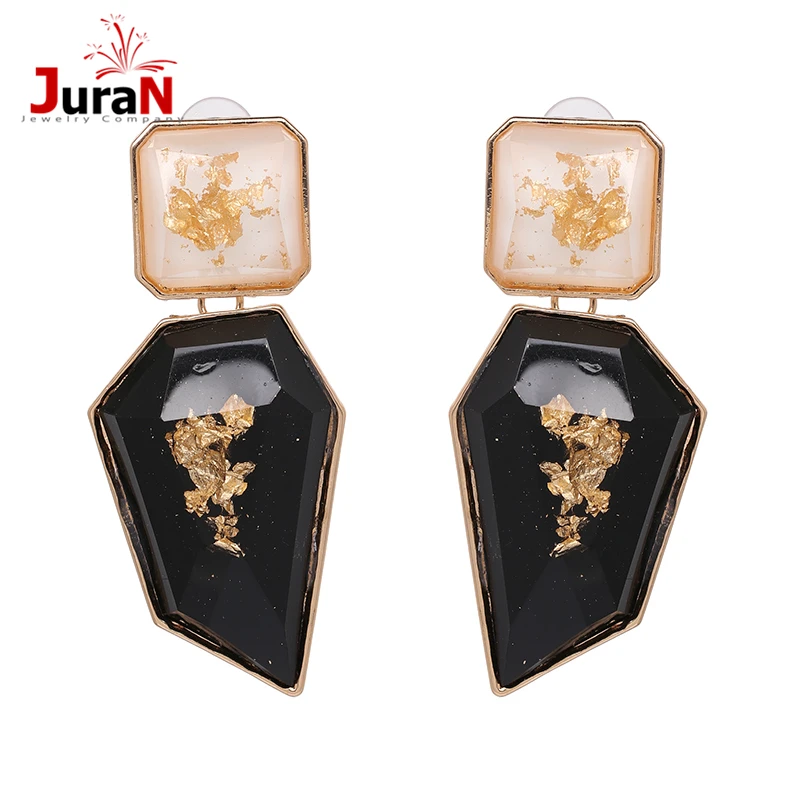 

JURAN 2019 NEW Exaggerated Resin Big Geometric Statement stud Earrings For Women Boho OL style ZA earrings Wholesale