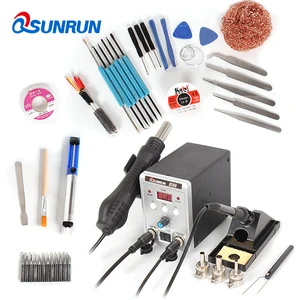 Qsunrun 8586 110 В/220 В 700 Вт 2 в 1 SMD паяльная станция горячий воздушный пистолет + паяльник с воздушной насадкой Пинцет припой проволока - изображение