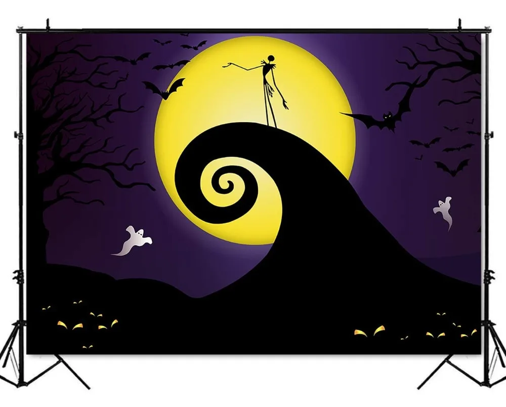 

7x5ft Nightmare Before Christmas Themed Backdrop for 2018 Pumpkin Jack Theme Birthday Baby Shower Photo Studio Halloween