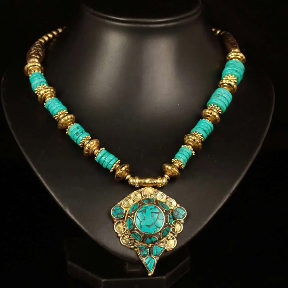

free shipping charming tibet silver Tianzhu block Rubys coral Turquoises beeswax Buddhism pendant necklace