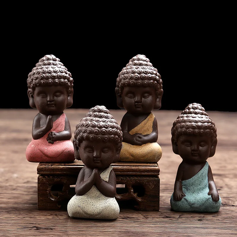 Small Buddha statue monk figurine tathagata India Yoga Mandala tea font b pet b font purple