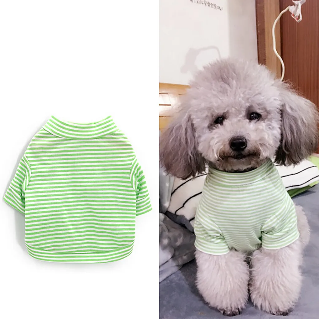 Dogs Clothes Breathable Pet Dog Costume Puppy Vest T shirt Printing Dog Clothes Striped Dog Vest
