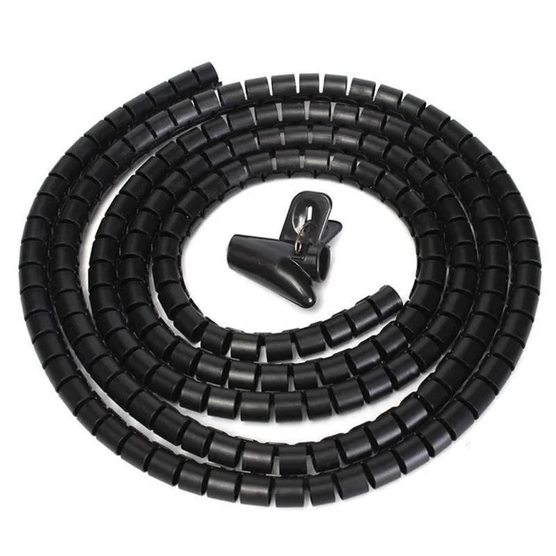 1 м 10/25 мм кабель спиральная намотка зажим аккуратным шнур провод бандаж жгутовых полосок для хранения Организатор ПК ТВ Инструмент Черный черного и белого цвета