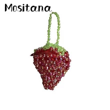 Молния клубника бисером Фрукты милые молнии Чистые рабочие супер-горячие толпы дизайн тяжелые металлические сумки