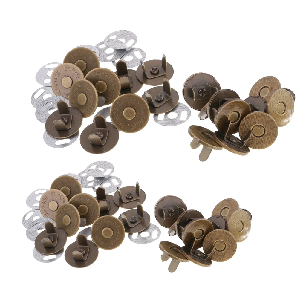20 Sets 14/18mm Magnetic Purse Snaps Closures Round Sewing Button Press Studs for overcoat bag garment accessories scrapbooking