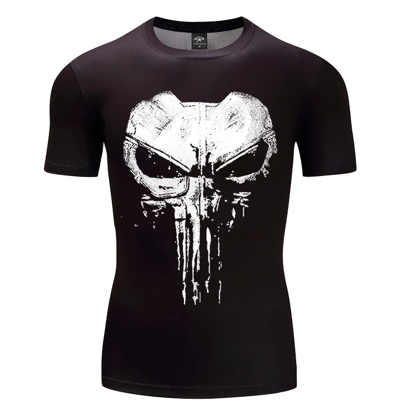 

Punisher 3D T-shirts Men Compression Shirts Short Sleeve Cosplay Costume fitness Tops Punk Skull 3D T-Shirt