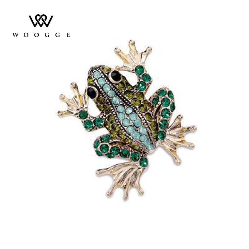 

2018 Fashion Jewelry Enamel Pin Crystal Rhinestone Frog Brooch Lapel Pin Men Brooch Broche Vintage Animal Brooches For Women