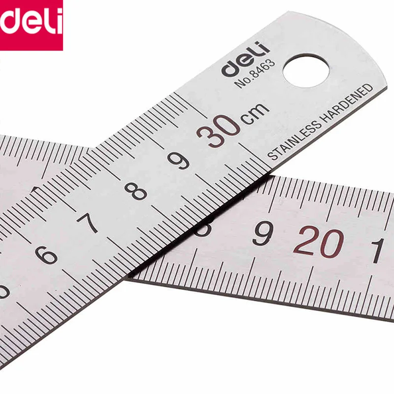 Deli Steel Straight 30cm Ruler Metal Ruler 1pc Measuring Metal Scale Ruler Fashion Ruler School or Office Supplies