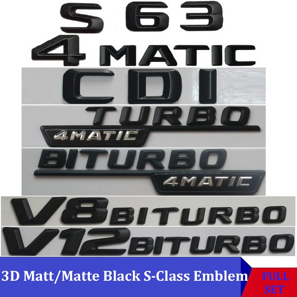 3D Матовый Черный W221 W222 эмблема автомобиля S350 S320 S430 S500 S63 S65 значок стикер Авто 4matic