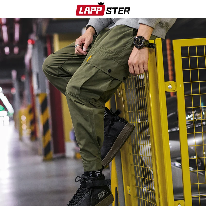 LAPPSTER уличная одежда, длинные штаны для бега,, хип-хоп комбинезоны, мужские спортивные штаны с карманами, мужские армейские зеленые спортивные штаны