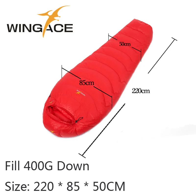 WINGACE заполнить 400 г 600 800 г утка вниз мумия спальный мешок Сверхлегкий Сращивание Открытый Отдых Туризм Пеший Туризм спальные мешки - Цвет: 220cm Red