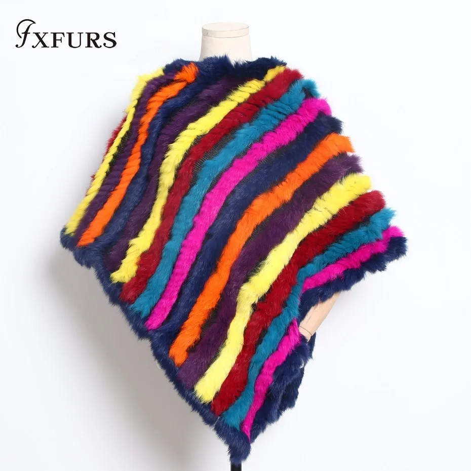 FXFURS/Лидер продаж, зимние женские меховое пончо с кроличьим мехом, пуловер с треугольным кроличьим мехом, шаль, модный жилет, цветной, в виде кролика, жилетки