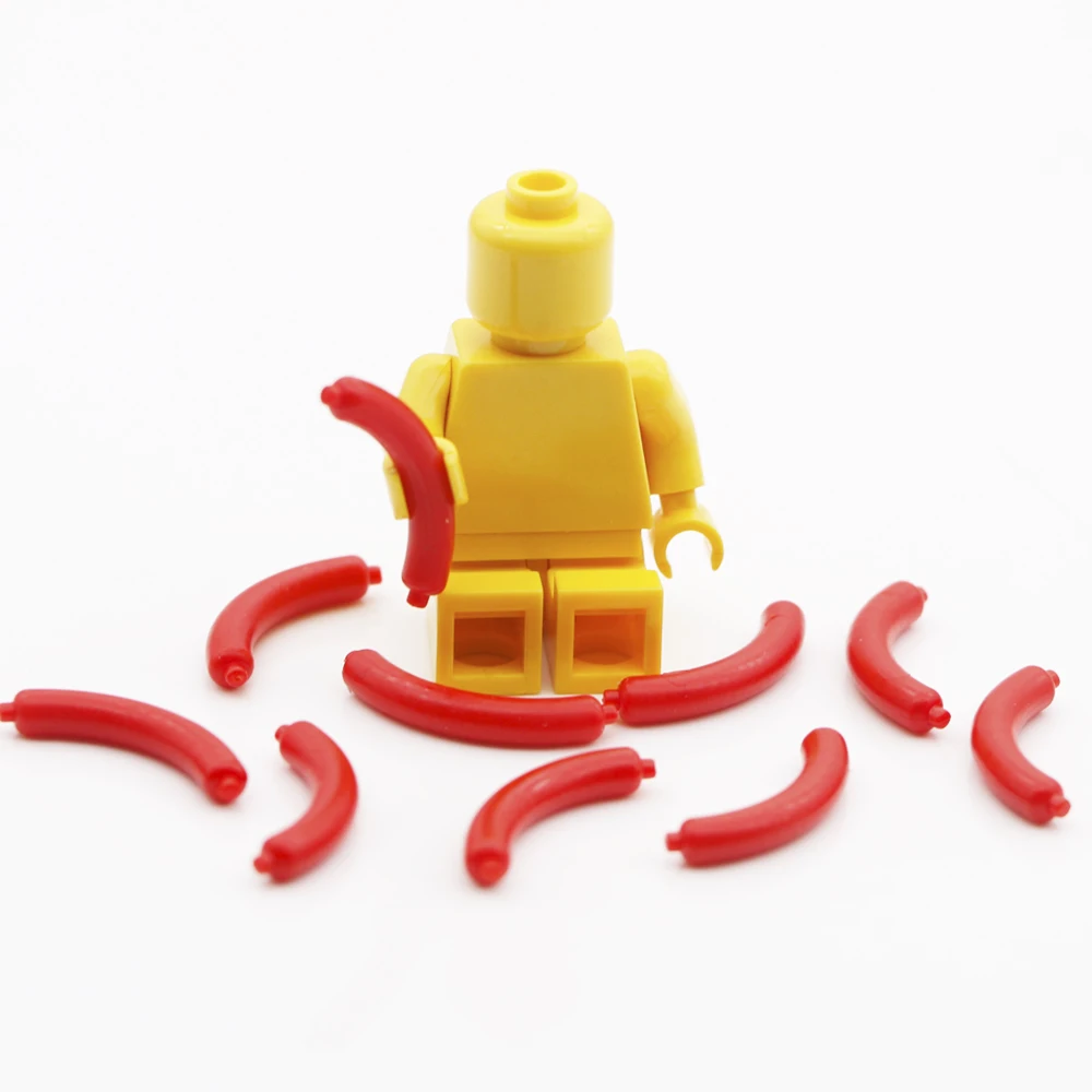 City Accessories Parts Building Blocks Hot Dog Sausage Drumstick Dish Pan Kitchen MOC Bricks Toys Compatible LegoINGlys Friends (6)