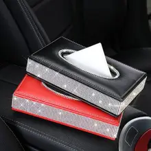 Дамские хрустальные стразы коробка для салфеток автомобиля из искусственной кожи с алмазным полотенцем коробка для хранения салфеток Противоскользящие коврики подкладка