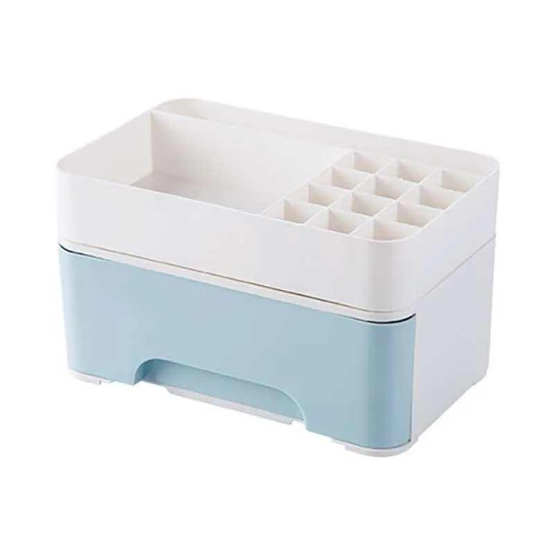 Синий Многофункциональная кисть для теней для век с выдвижным ящиком HUNYOO, косметический Органайзер, пластиковый косметический Органайзер для макияжа - Цвет: Синий