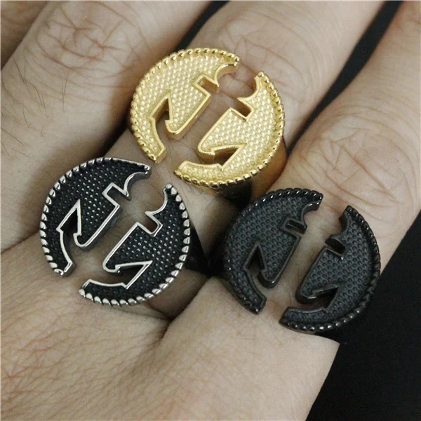 

Size 7 to 13 Round Bumps Anchor Ring 316L Stainless Steel Mens Women Gold Silver Black Open Style USMC Sailor Anchor Ring