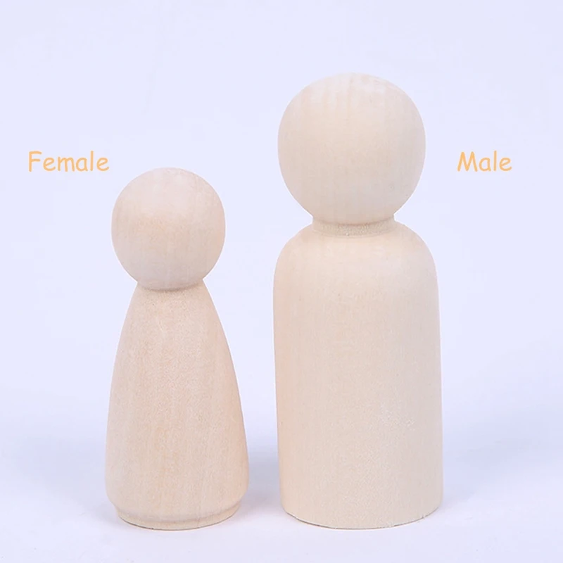 

5Pcs/Lot DIY Wooden Dolls Solid Hardwood Natural Unfinished Preparation Paint Stain Wooden Drawing Toys