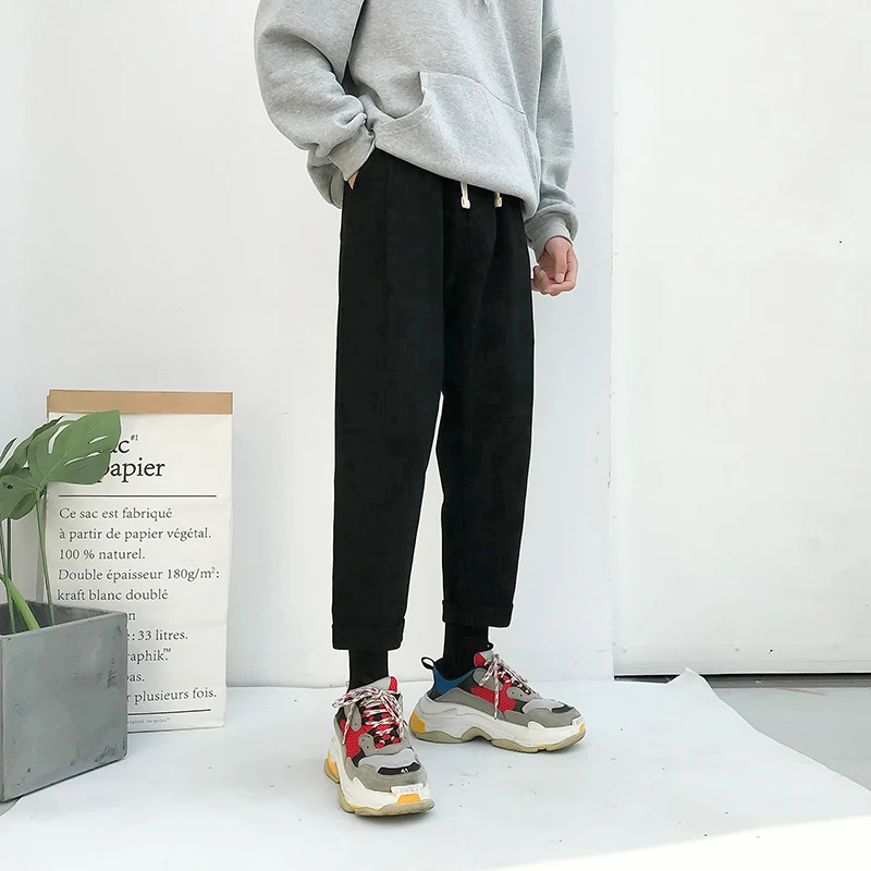 Fashion Casual Men's Straight Pants Autumn And Winter New M-2XL Solid Color Loose Trousers Black Brown Personality Youth Popular