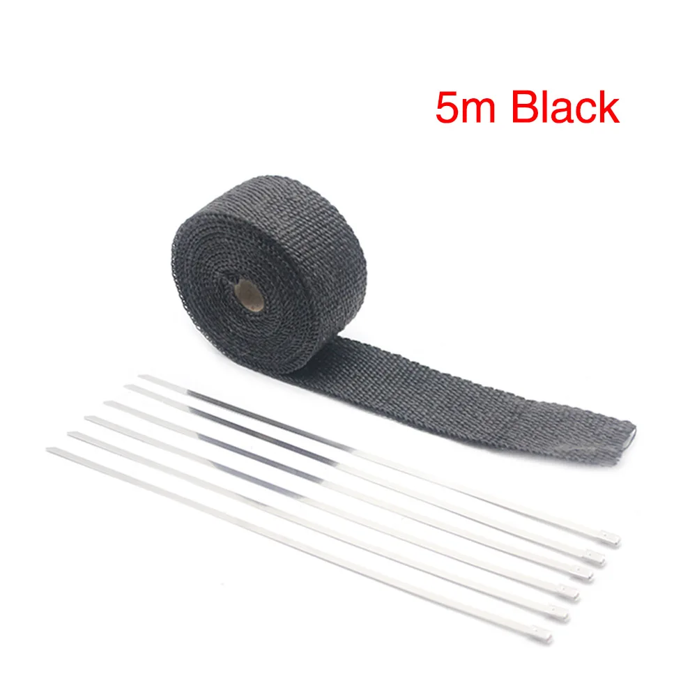 ZSDTRP 5cm*5M 10M 15M Titanium/Black Exhaust Heat Wrap Roll for