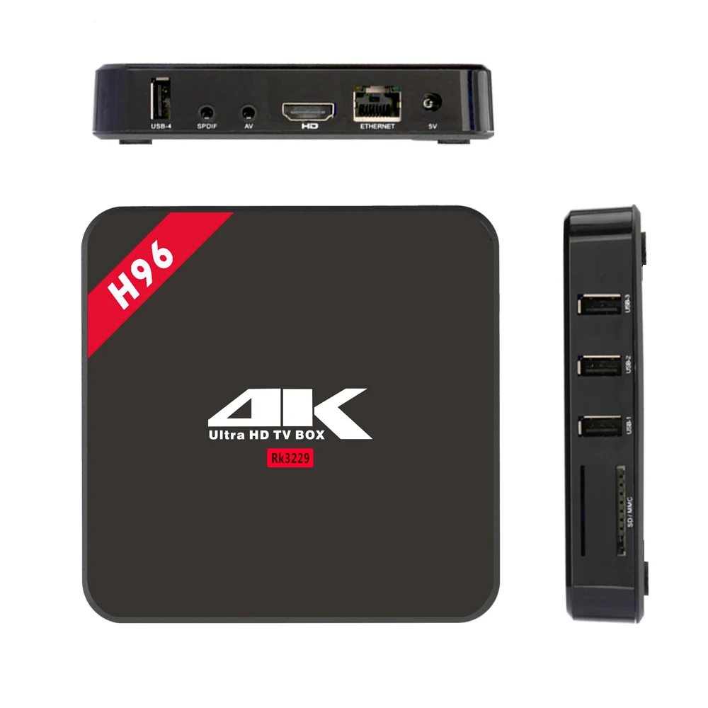 

H96 RK3229 1g/8g android 6.0 TV Box Quad Core2High Speed WiFi Bluetooth 4.1 HD Media Player Set Top Box High Cost Performance