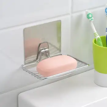 

4pcs Stainless Steel Sponge Holder Adhesive Suction Cup Storage Powerful Soap Dish Bathroom Kitchen Accessories Soap Rack