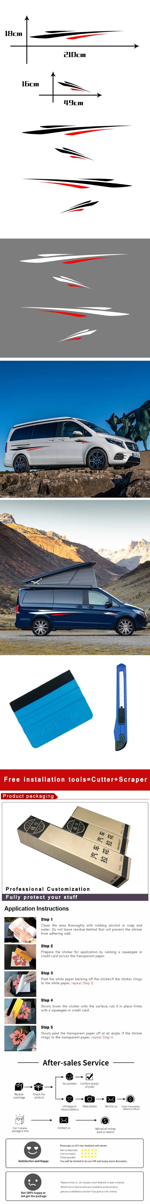 2 стороны автомобиля полосы Camper Van виниловые наклейки графика наклейки для Ford Toyota Chevrolet Isuzu Citroen Berlingo