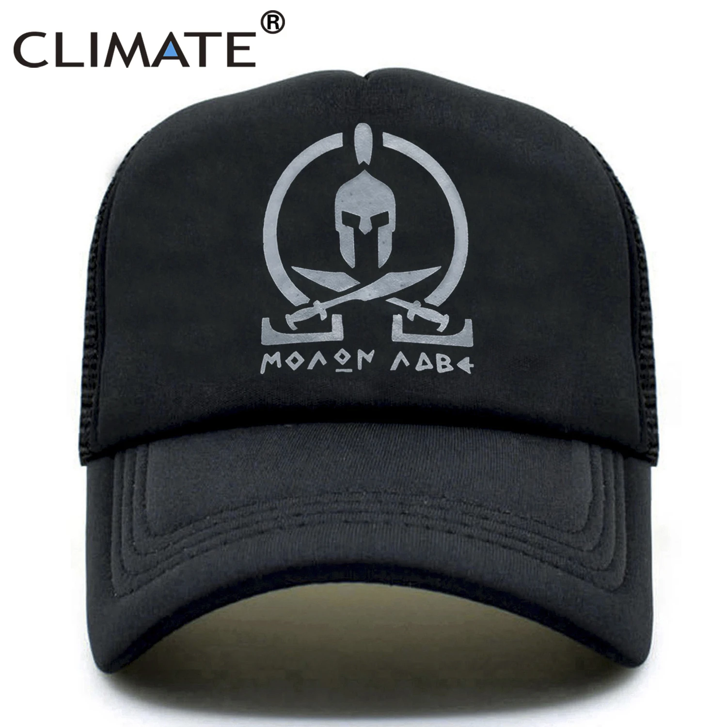 

CLIMATE New Sparta Trucker Cap Men Women Molon Labe Caps Spartacus Summer Hip Hop Mesh Cool Caps Hat for Men Women Youth