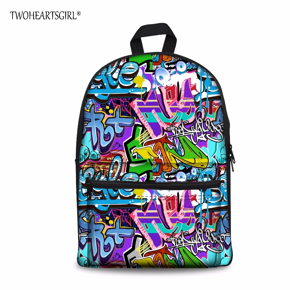 TWOHEARTSGIRL Personalized Creative Graffiti Two Zipper Side Pocket