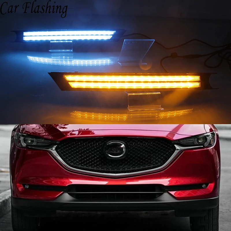 Car Flashing 1Set LED Daytime Running Lights For Mazda cx 5 cx5 cx 5 2017 2018 drl fog lamp 12V