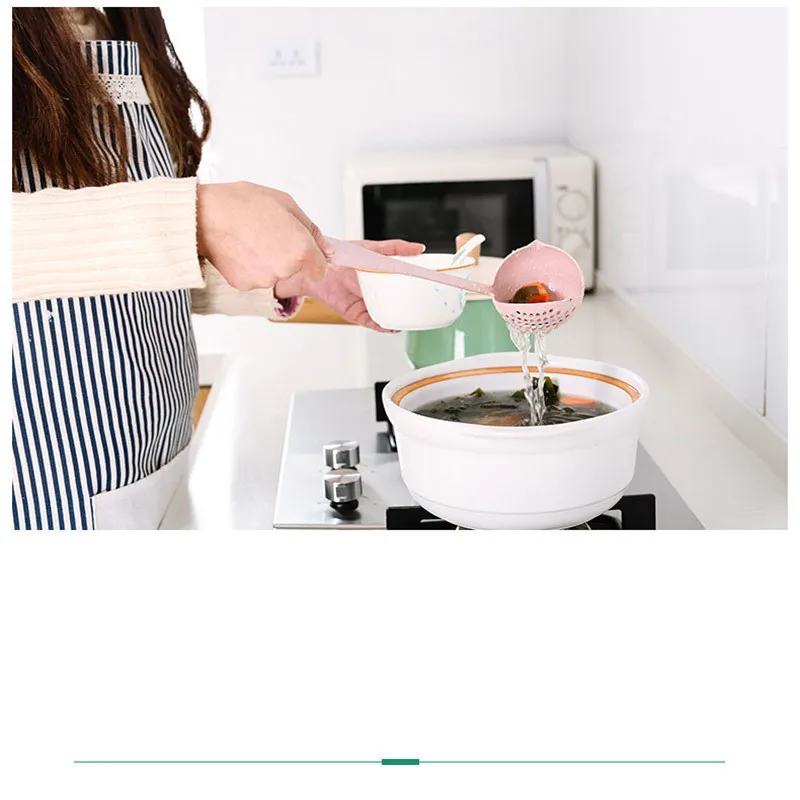 Горячая 2 в 1 длинная ручка ложка для супа домашнее сито для приготовления пищи дуршлаг для кухни Совок пластиковый ковш посуда