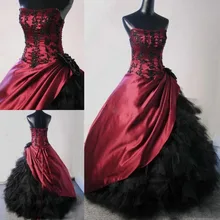 Ball Gown Victorian Gothic Bridal Gowns New Burgundy Black Corset Back Winter Custom Made Floor Length Elegant Wedding Dresses