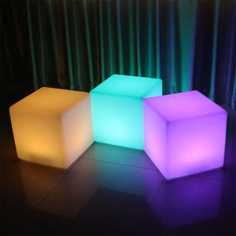 

RGB Rechargeable Led illuminated Furniture Remote Control Outdoor Led Cube Chair bar KTV Pub Plastic Tables lighting