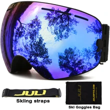 Ski goggles JULI Brand Double Layers UV400 Anti fog Protection Ski Mask Glasses Skiing Men Women