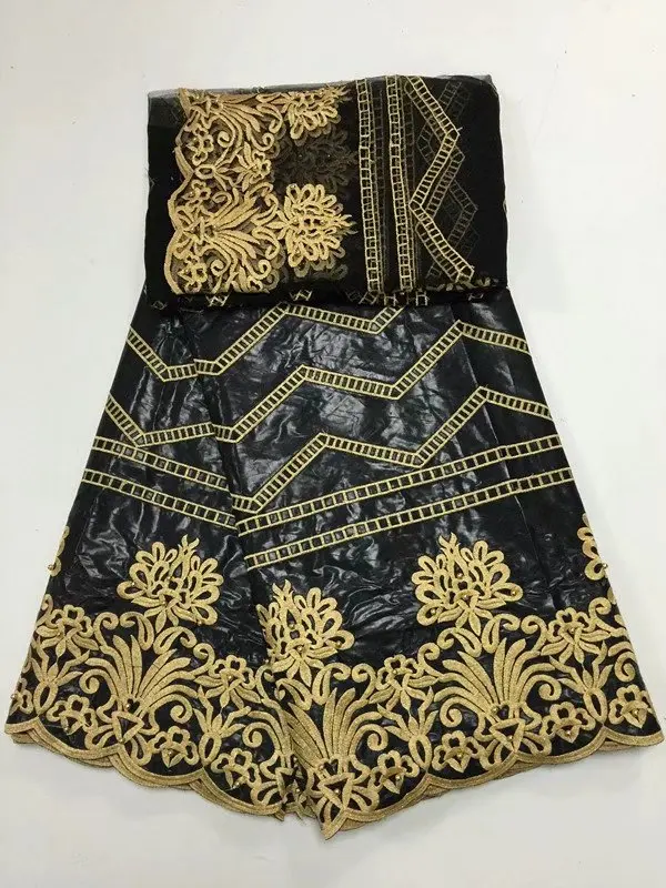 Brocade bazin богатая парча африканская базин кружевная ткань модный стиль черная