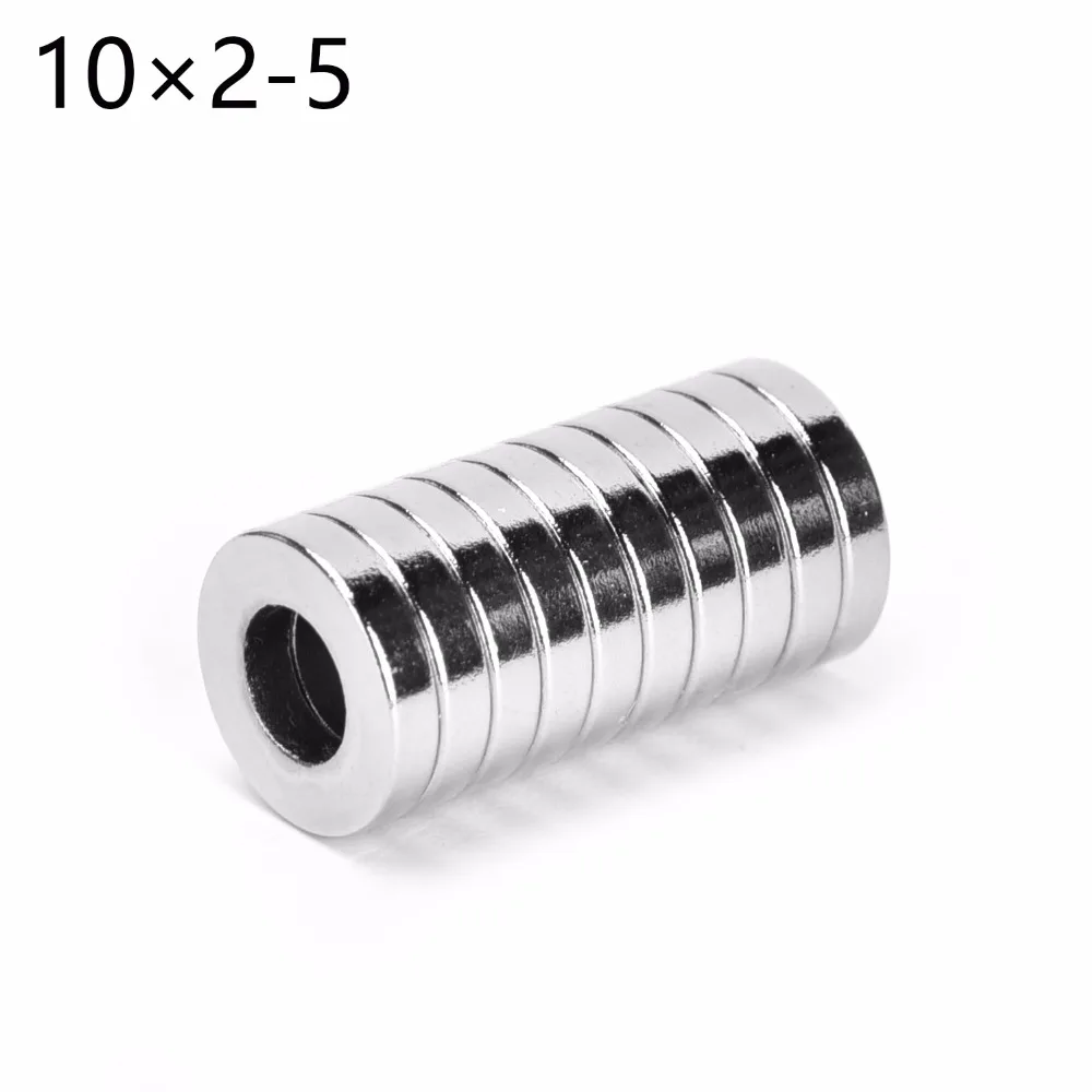 

10pcs 10x2 Strong Round Ring Disc Dia.10mm x 2mm hole 5mm N50 Neodymium Rare Earth NdFeB Magnets 10*2-5mm hot sale