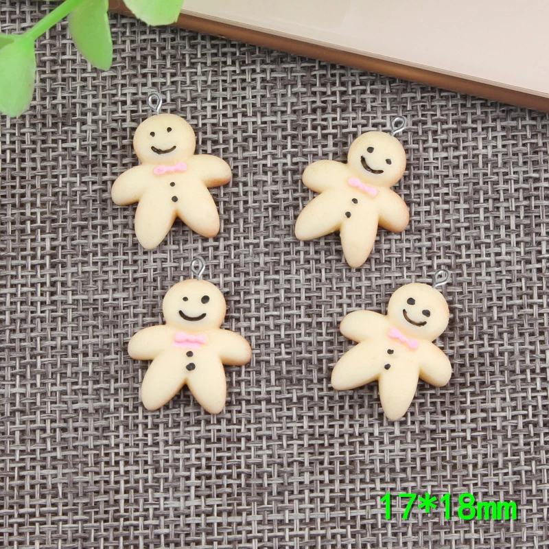 

10pcs 17*18mm Resin simulated Gingerbread baby charms kawaii flatback cabochon sticker for diy jewelry making findng component