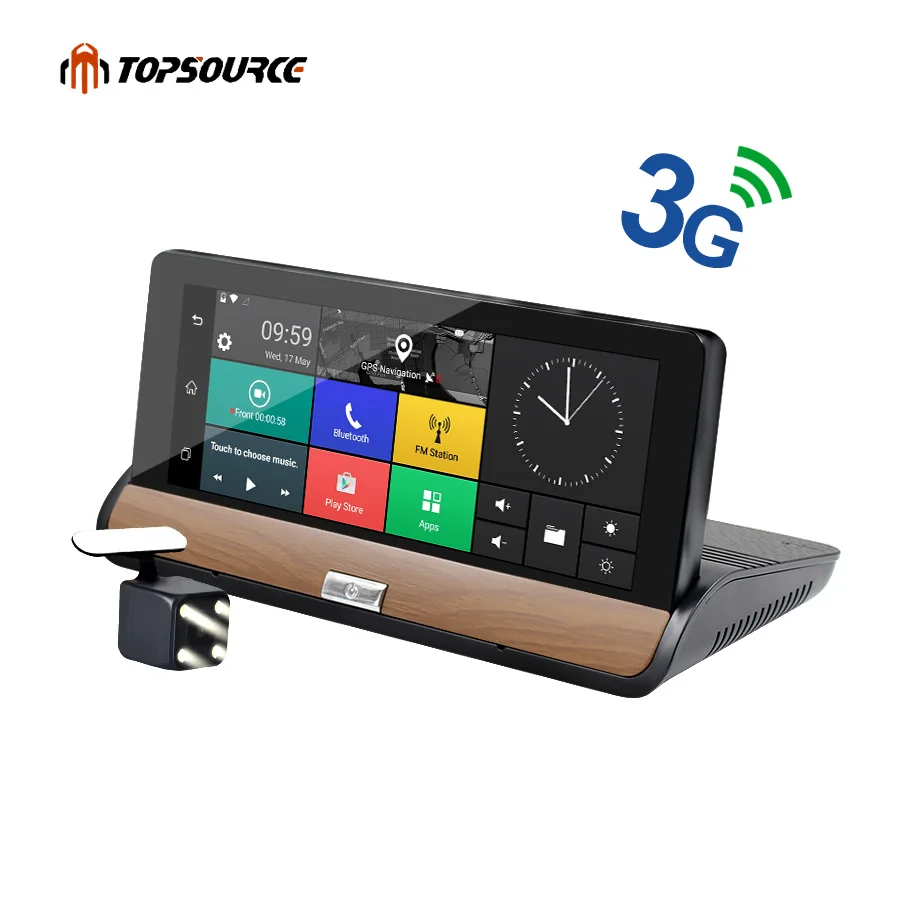 

TOPSOURCE 7" 3G Android 5.0 Car DVR Camera Truck GPS Navigation Bluetooth Full HD 1080P Dual Dash Camera Vehicle Navigator Maps
