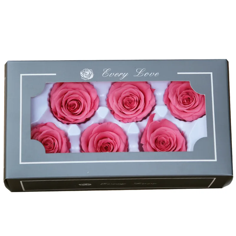 6 шт./кор., 5-6 см, Вечные цветы, цветок, бессмертная Роза, подарок на день Святого Валентина, вечная жизнь, мыло в подарочной коробке,, уровень A - Цвет: Hot Pink