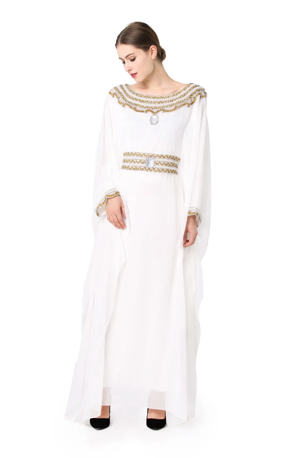 Женское мусульманское арабское платье с вышивкой и длинным рукавом, турецкий халат, Дубай, марокканский кафтан, мусульманская абайя, мусульманская одежда jalabiya D224