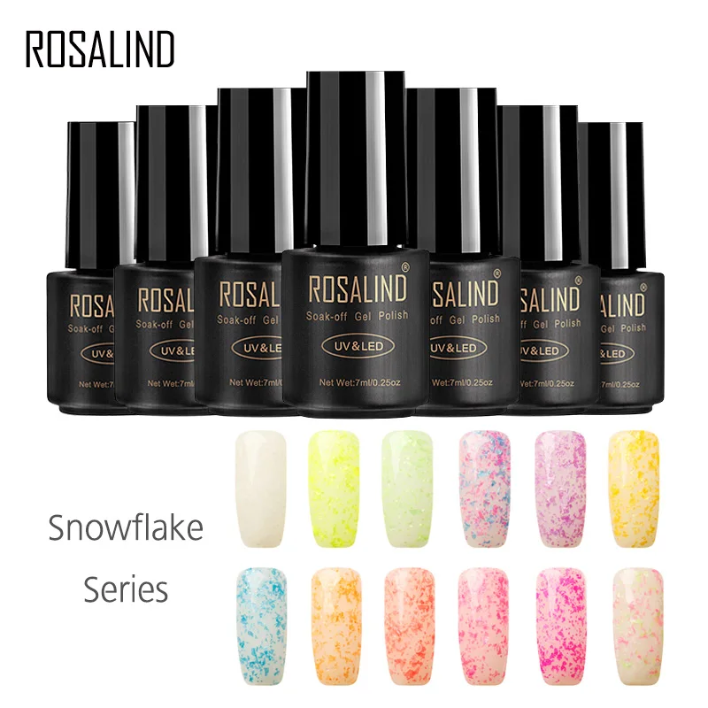 

ROSALIND Gel 1S SNOWFLAKE 7ML Glitter 24 Colors Nail Gel Polish LED UV Gel Varnish Soak Off Nail Polish Base Top Coat Nail Art