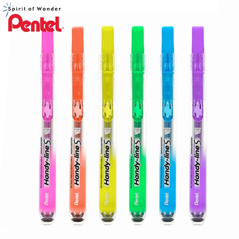 6 Pcs/Lot Pentel SXS15 Surligneur Handy Line pressing style highlighter