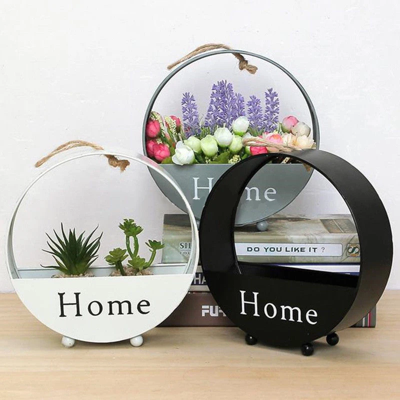 Creative Iron Hanging Planter Wall Window Flower Basket Design Home Decor