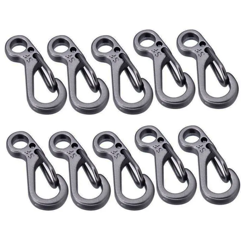 

10PCS/Mini Spring Backpack Clasps Climbing Carabiners EDC Keychain Camping Bottle Hooks Survival Gear - Grey