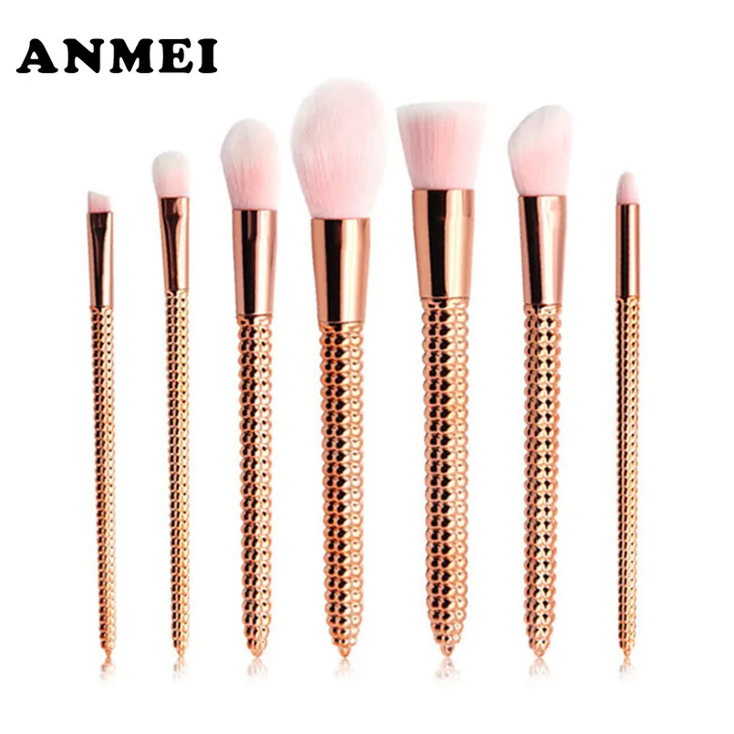 

7 Pcs Gold Makeup Brushes Set Corn Shape Plastic Handle Cosmetics maquillaje Makeup Tool Powder Eyeshadow Cosmetic Set