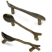 Cuchara de bronce, cuchillo, tenedor, armario, armario, cajón, manija, cocina, vajilla, armario, tiradores de armario, perillas, Hardware rústico