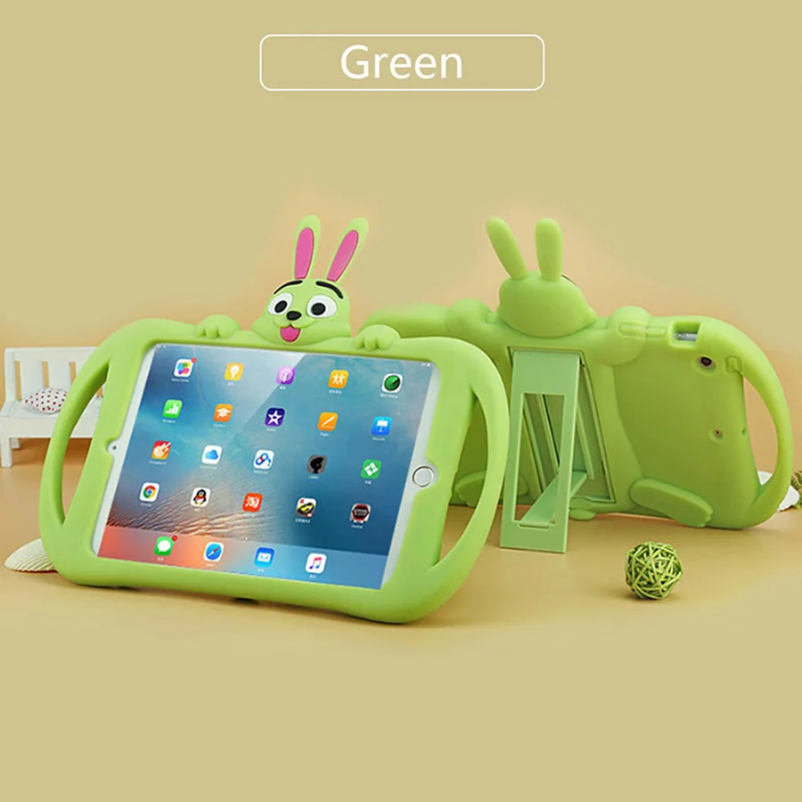 Children Shockproof Case For iPad 9.7 2018 2017 Air 2 Air Kids Cartoon Rabbit Safe Silicone Stand Cover Tablet Case for iPad 5 6 (10)