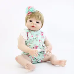 55 см полная силиконовая кукла реборн игрушка как настоящая виниловая Сладкая новорожденная принцесса малышка девочка Bonecas Alive Bebe Bathe Toy